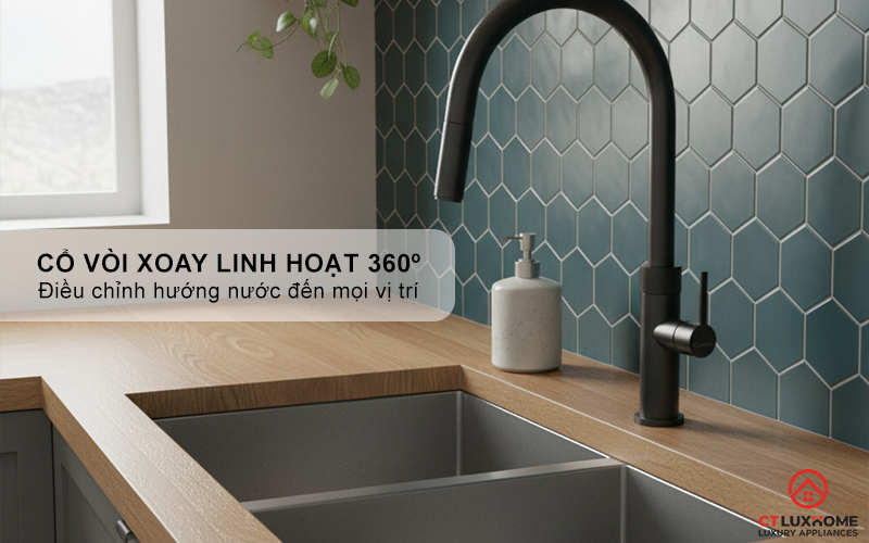 VÒI RỬA BÁT DÂY RÚT KONOX LASI GUN METAL LASIGUNMETAL 6