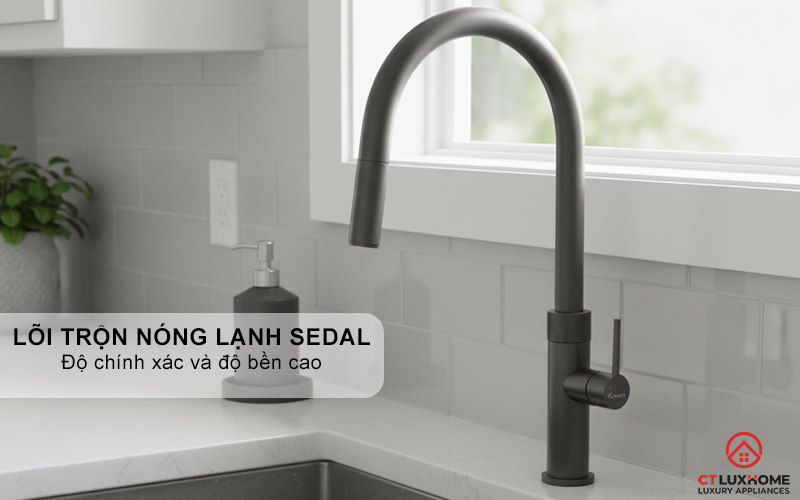 VÒI RỬA BÁT DÂY RÚT KONOX LASI GUN METAL LASIGUNMETAL 8