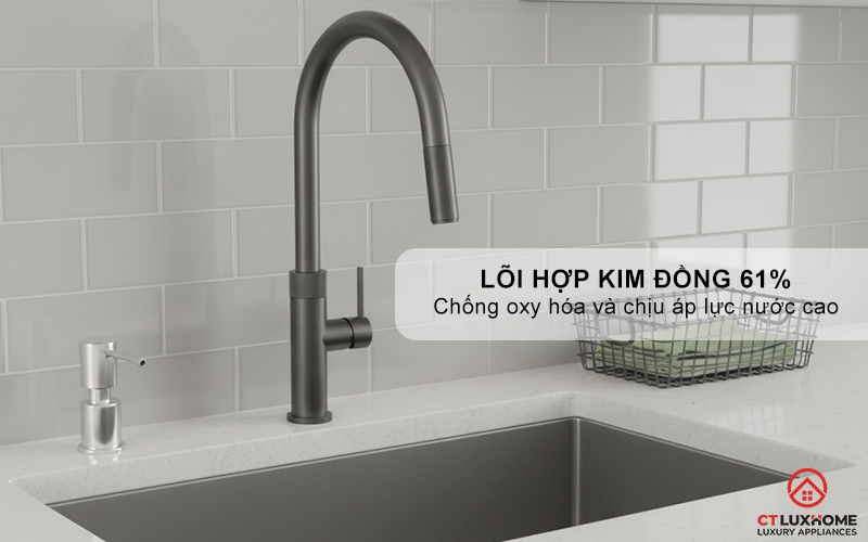 VÒI RỬA BÁT DÂY RÚT KONOX LASI GUN METAL LASIGUNMETAL 9