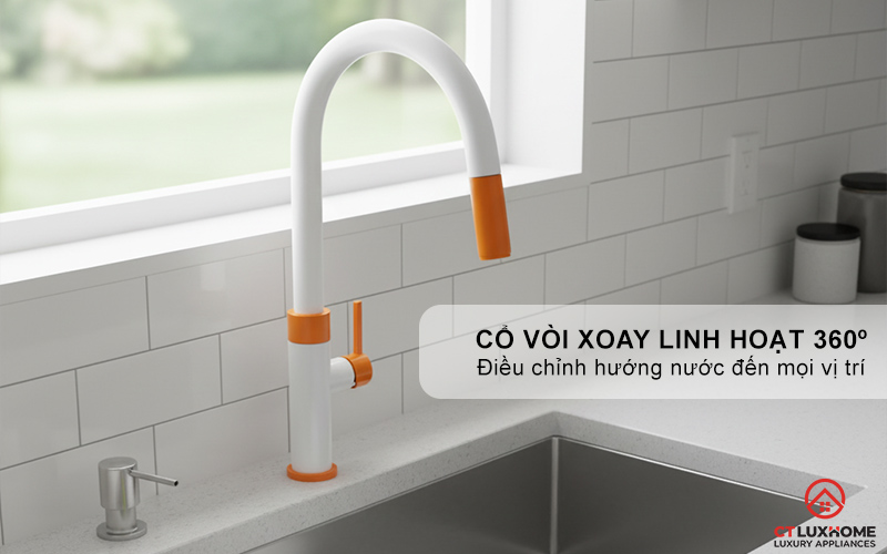 VÒI RỬA BÁT DÂY RÚT KONOX LASI ORANGE LASIORANGE 6