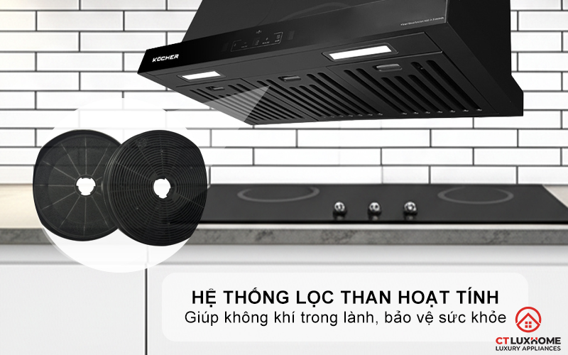 MÁY HÚT MÙI ÂM TỦ KOCHER TURBO X-668D NGANG 700MM MÀU ĐEN X668D 7