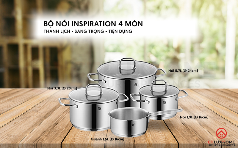 Bộ nồi WMF Inspiration 4PC Cookware Set