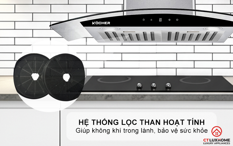MÁY HÚT MÙI GẮN TƯỜNG KÍNH CONG KOCHER K-228PRO NGANG 70CM K228PRO 4