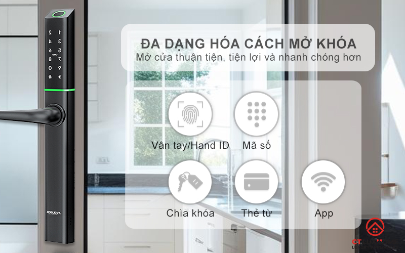 KHÓA CỬA NHÔM AVOLOCK AN 395 MÀU ĐEN NHẬN DIỆN VÂN TAY AN395 9