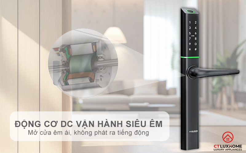 KHÓA CỬA NHÔM AVOLOCK AN 395 MÀU ĐEN NHẬN DIỆN VÂN TAY AN395 11