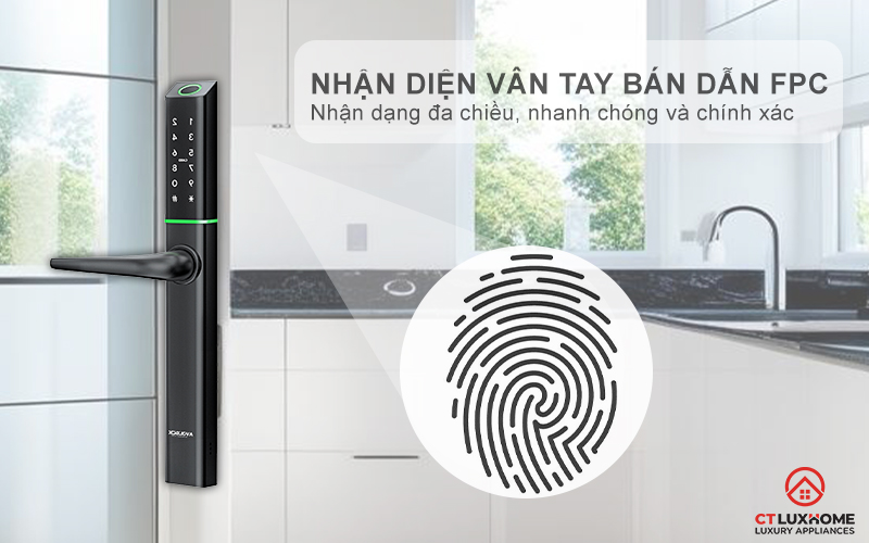 KHÓA CỬA NHÔM AVOLOCK AN 395 MÀU ĐEN NHẬN DIỆN VÂN TAY AN395 2