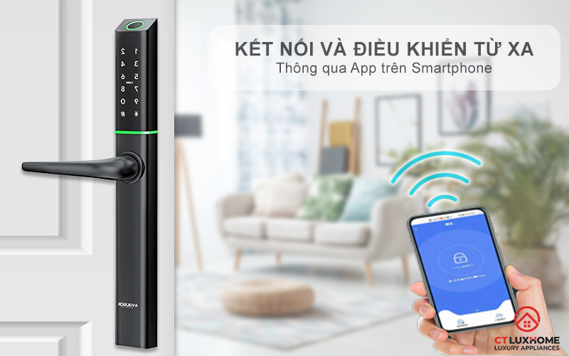 KHÓA CỬA NHÔM AVOLOCK AN 395 MÀU ĐEN NHẬN DIỆN VÂN TAY AN395 7