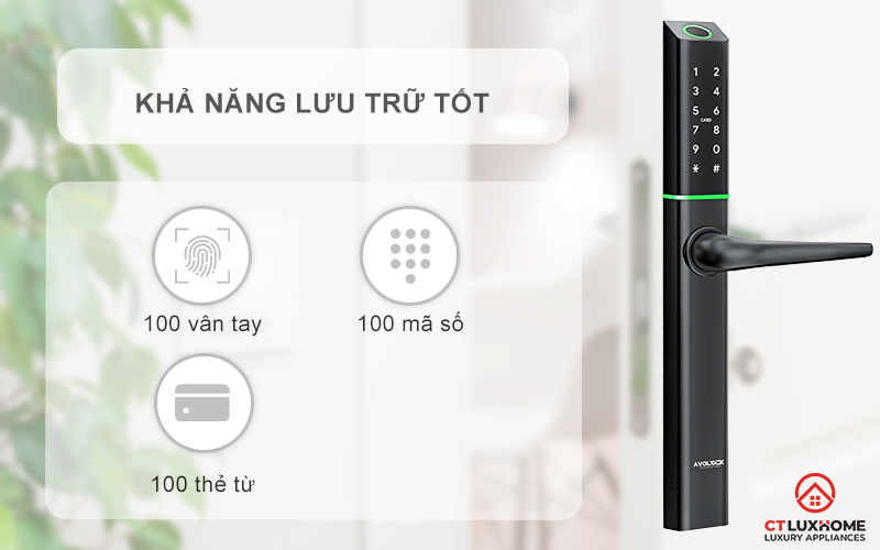 KHÓA CỬA NHÔM AVOLOCK AN 395 MÀU ĐEN NHẬN DIỆN VÂN TAY AN395 10