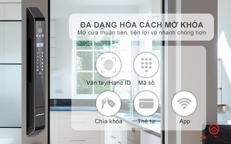 KHÓA CỬA NHÔM AVOLOCK AN 398 NHẬN DIỆN VÂN TAY, KHUÔN MẶT AN398 9