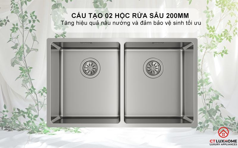 CHẬU RỬA BÁT INOX TEKA 2 HỐ RỬA BE LINEA RS15 2B 740 BELINEARS152B740 2
