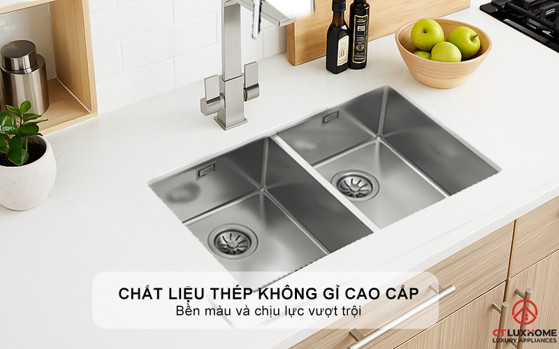 CHẬU RỬA BÁT INOX TEKA 2 HỐ RỬA BE LINEA RS15 2B 740 BELINEARS152B740 3