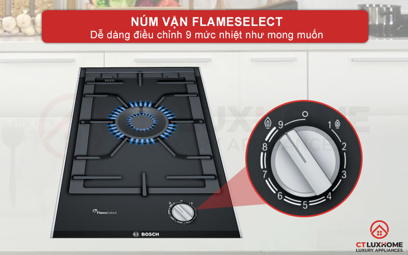 Núm vặn Flame Select giúp điều chỉnh 9 mức công suất một cách dễ dàng
