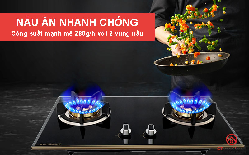 Nấu ăn nhanh chóng với 2 vùng nấu có công suất 280g/h