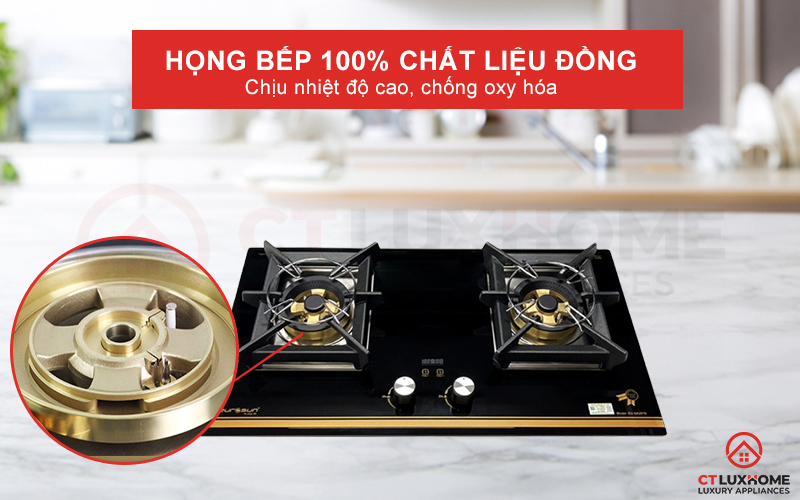 Họng bếp được làm bằng chất liệu đồng 100%