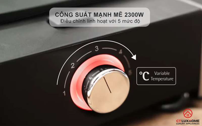 Công suất  mạnh mẽ 2300W - Điều chỉnh linh hoạt với 5 mức độ
