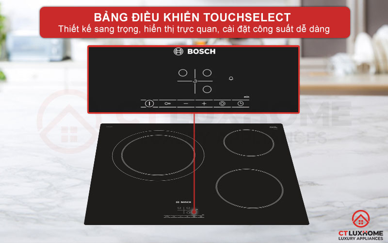 Bảng điều khiển TouchSelect được thiết kế sang trọng, cài đặt công suất dễ dàng.