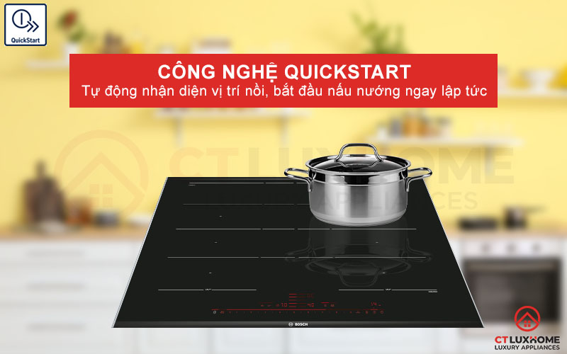 Công nghệ QuickStart tự động nhận diện vị trí nồi để bắt đầu nấu nướng.