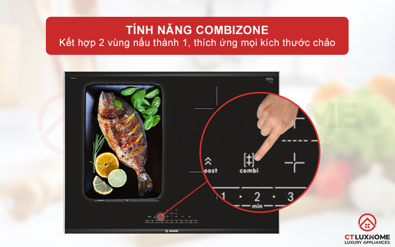 CombiZone tiết kiệm đến 35% thời gian vào bếp khi sử dụng gia nhiệt nhanh PowerBoost.