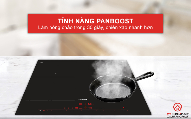 Làm nóng chảo rán nhanh chóng với tính năng PanBoost.