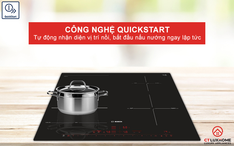 QuickStart nhận diện vị trí nồi để bắt đầu nấu nướng ngay lập tức.