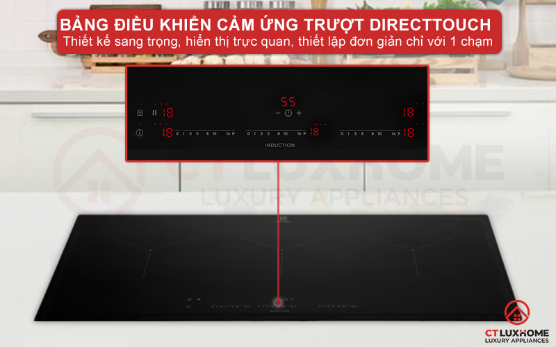 Bảng điều khiển cảm ứng trượt DirectTouch của bếp từ EIT913