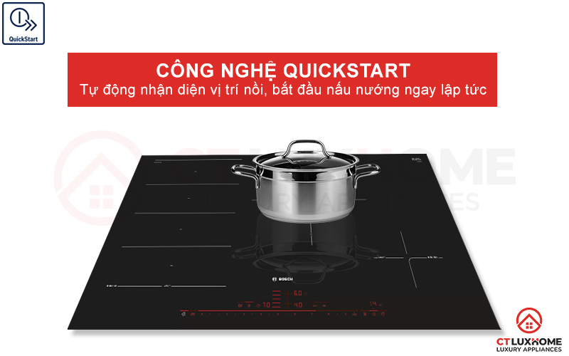 Công nghệ QuickStart nhận diện vị trí nồi để bắt đầu nấu nướng ngay lập tức