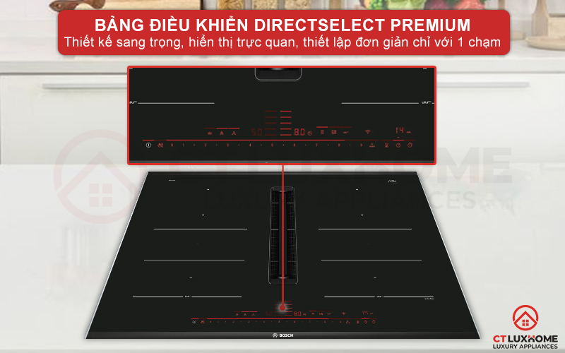 Bảng điều khiển Direct Select Premium sang trọng, thiết lập cấp độ dễ dàng chỉ với một lần chạm