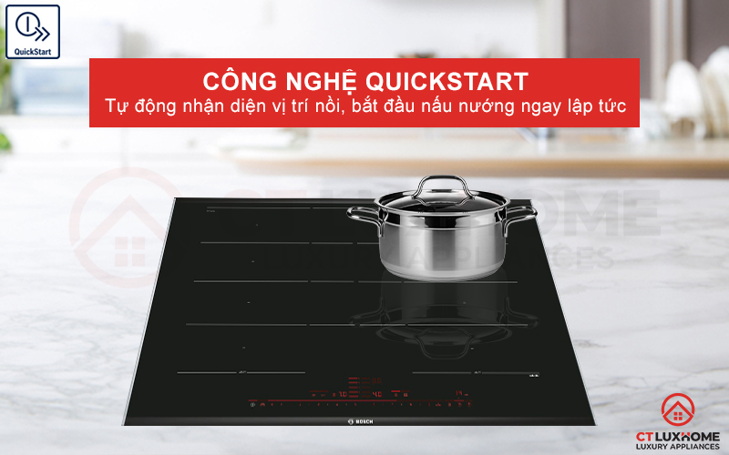 Công nghệ QuickStart tự động nhận diện vị trí nồi để bắt đầu nấu nướng