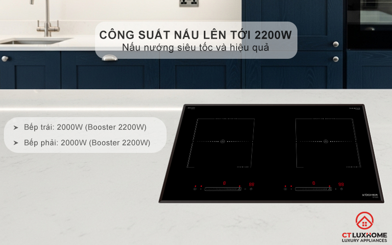 Công suất nấu lên tới 2200W