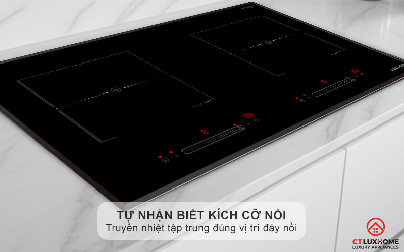 Vùng nấu từ tự nhận biết kích cỡ xoong nồi