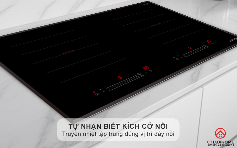 Vùng nấu từ tự nhận biết kích cỡ xoong nồi
