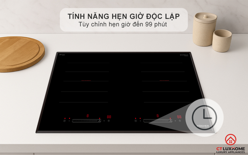 Tính năng hẹn giờ độc lập cho từng vùng nấu