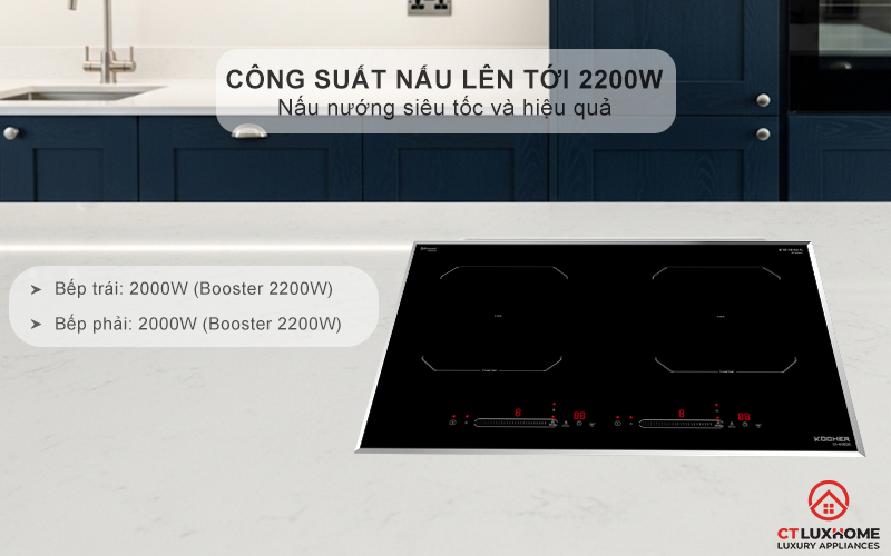 Công suất nấu lên tới 2200W