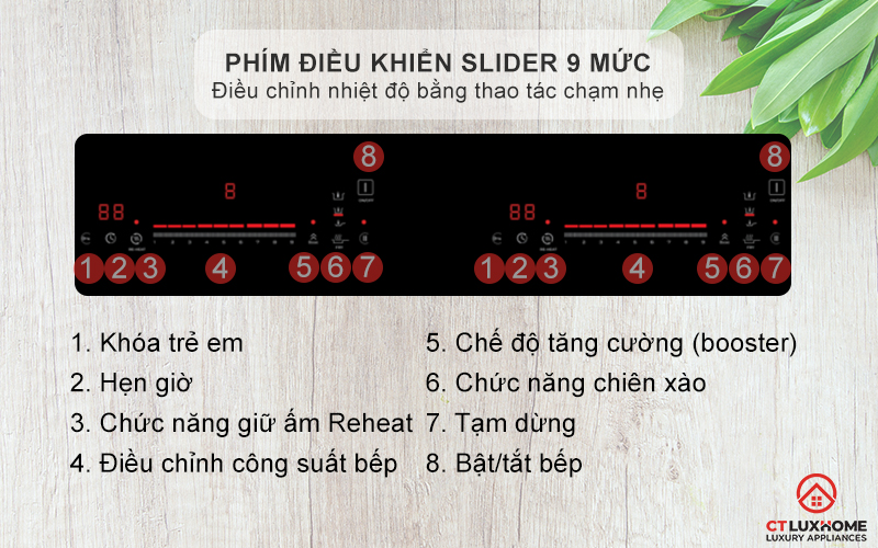 Phím điều khiển Slider 9 mức công suất