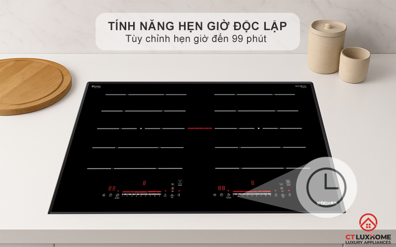 Tính năng hẹn giờ độc lập cho từng vùng nấu