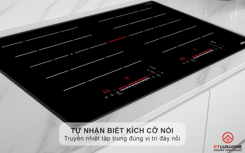 Vùng nấu từ tự nhận biết kích cỡ xoong nồi