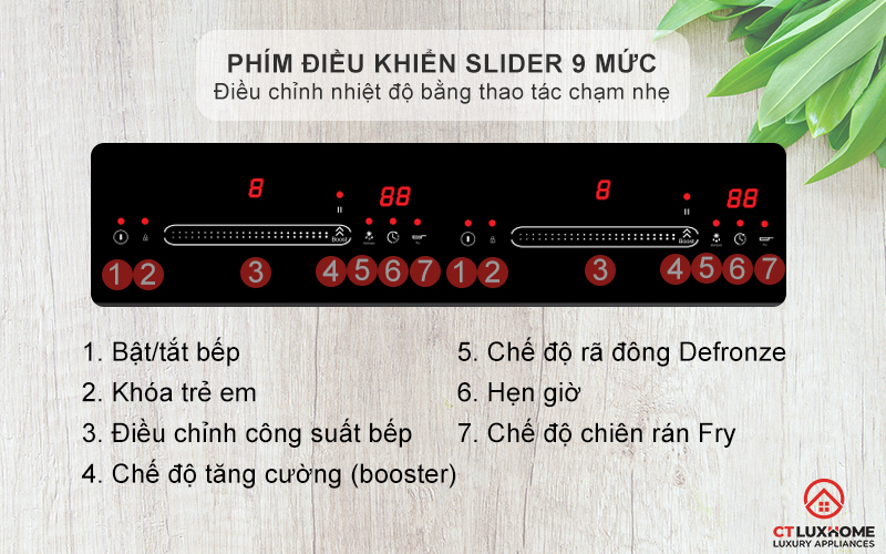 Phím điều khiển Slider 9 mức công suất
