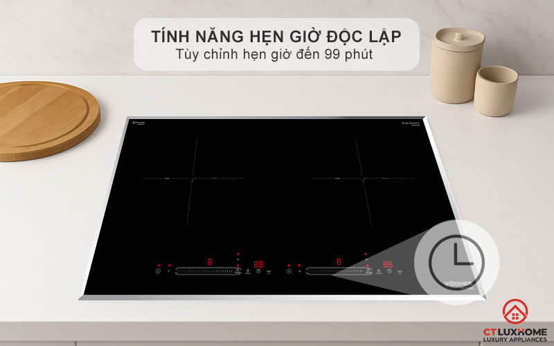 Tính năng hẹn giờ độc lập cho từng vùng nấu