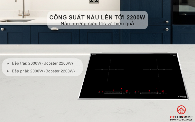 Công suất nấu tối đa lên tới 2200W