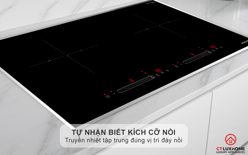 Vùng nấu từ tự nhận biết kích cỡ xoong nồi