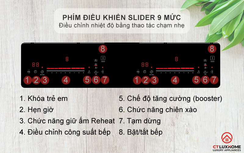 Phím điều khiển Slider 9 mức công suất