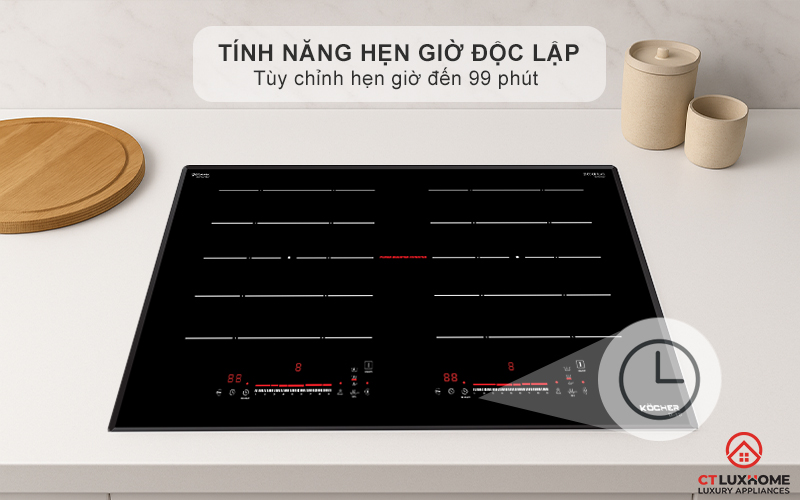 Tính năng hẹn giờ độc lập cho từng vùng nấu