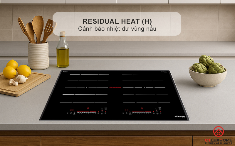Cảnh báo nhiệt dư vùng nấu Residual heat (H)