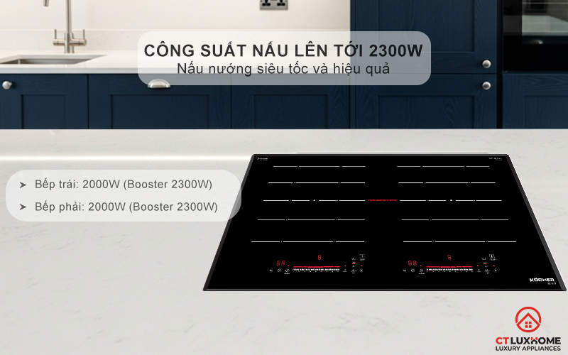 Công suất nấu lên tới 2300W