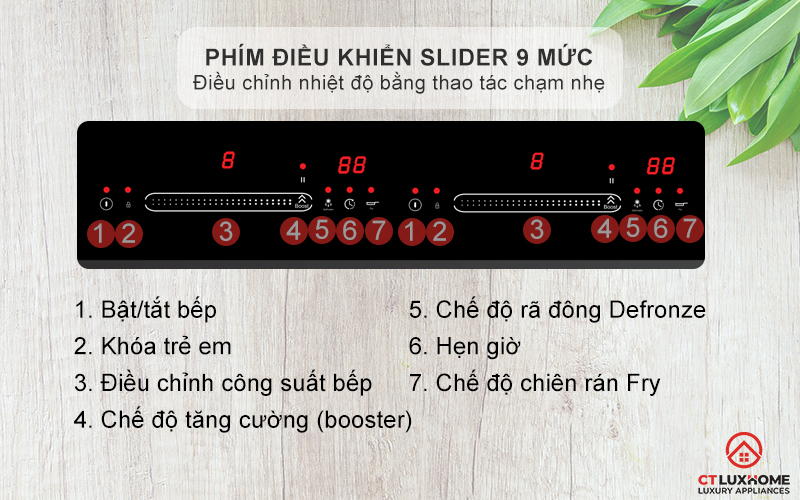 Phím điều khiển Slider 9 mức công suất