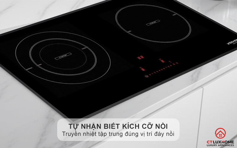 Vùng nấu từ tự nhận biết kích cỡ xoong nồi