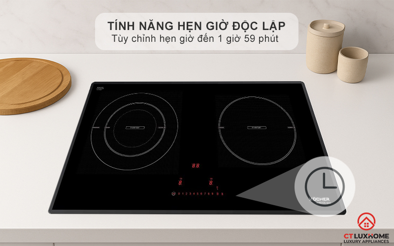 Tính năng hẹn giờ tiện lợi tùy chỉnh đến 1 giờ 59 phút