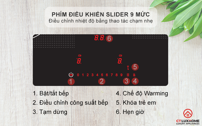 Phím điều khiển slider 9 mức công suất