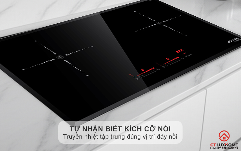 Vùng nấu từ tự nhận biết kích cỡ xoong nồi