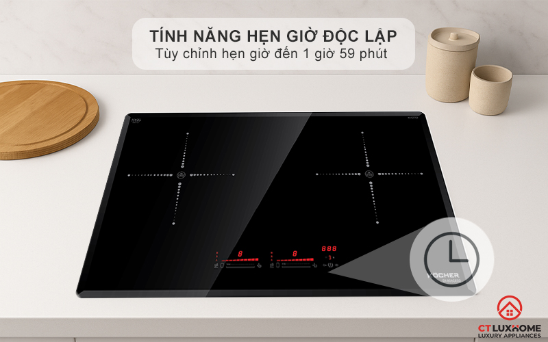 Tính năng hẹn giờ tiện lợi tùy chỉnh đến 1 giờ 59 phút